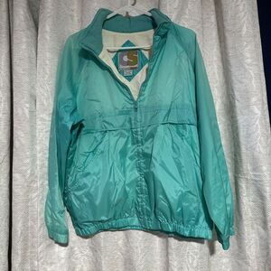 Vintage Current Seen Men's L Seafoam Teal Hooded Lined‎ Windbreaker Jacket